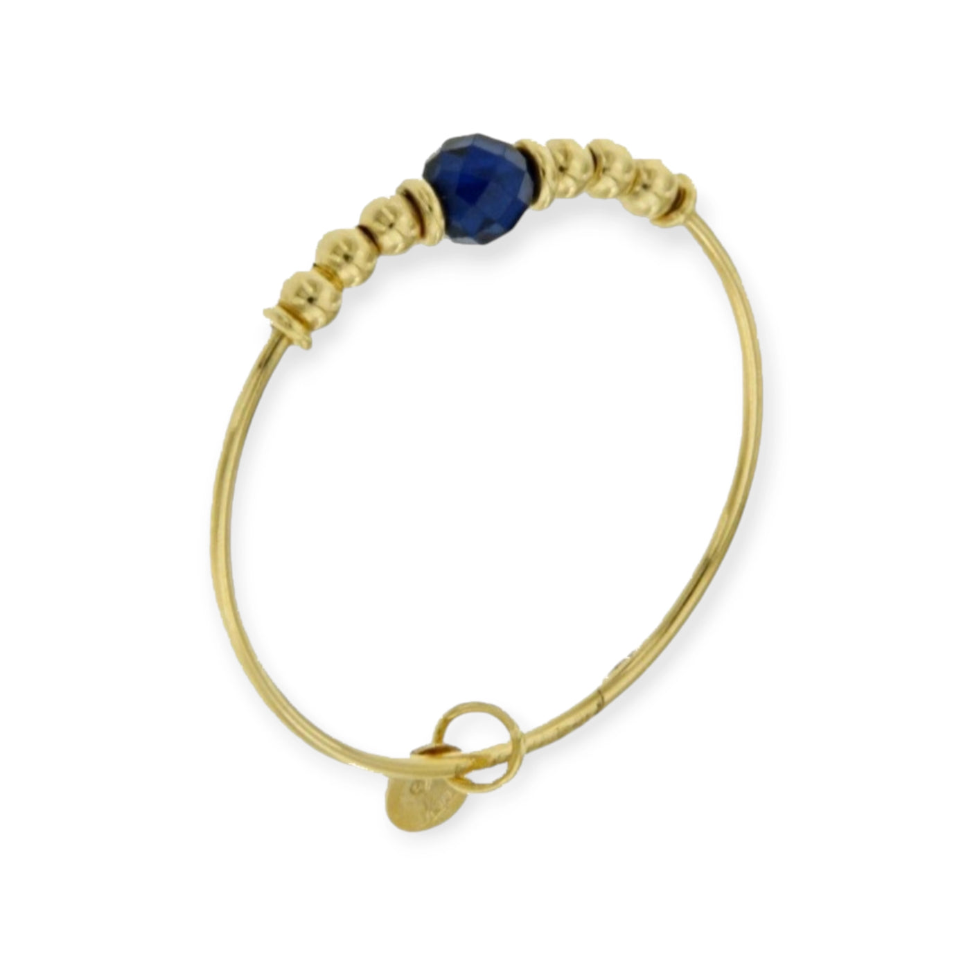 ANELLO A FILO CON SFERINE E PIETRA BLU