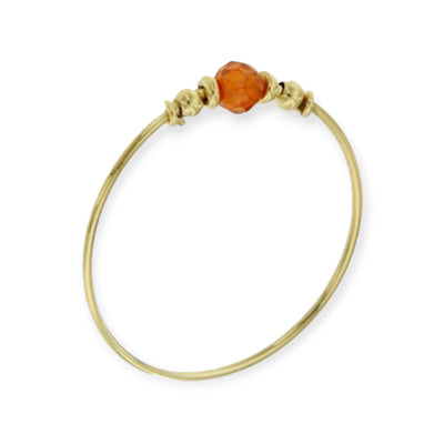 ANELLO A FILO CON SFERINE E PIETRA ARANCIONE
