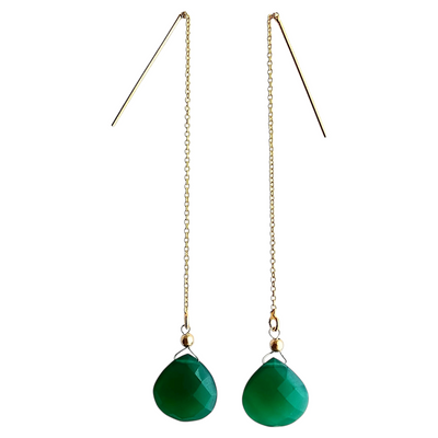 ORECCHINI CATENA CON ONICE  VERDE