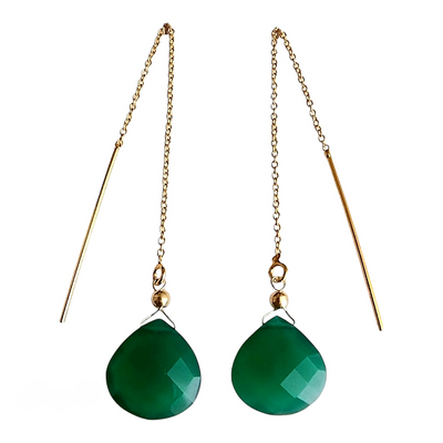 ORECCHINI CATENA CON ONICE  VERDE