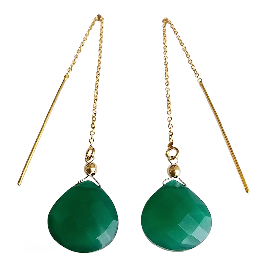 ORECCHINI CATENA CON ONICE  VERDE