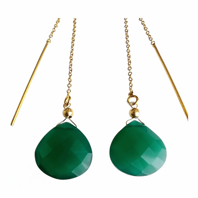 ORECCHINI CATENA CON ONICE  VERDE