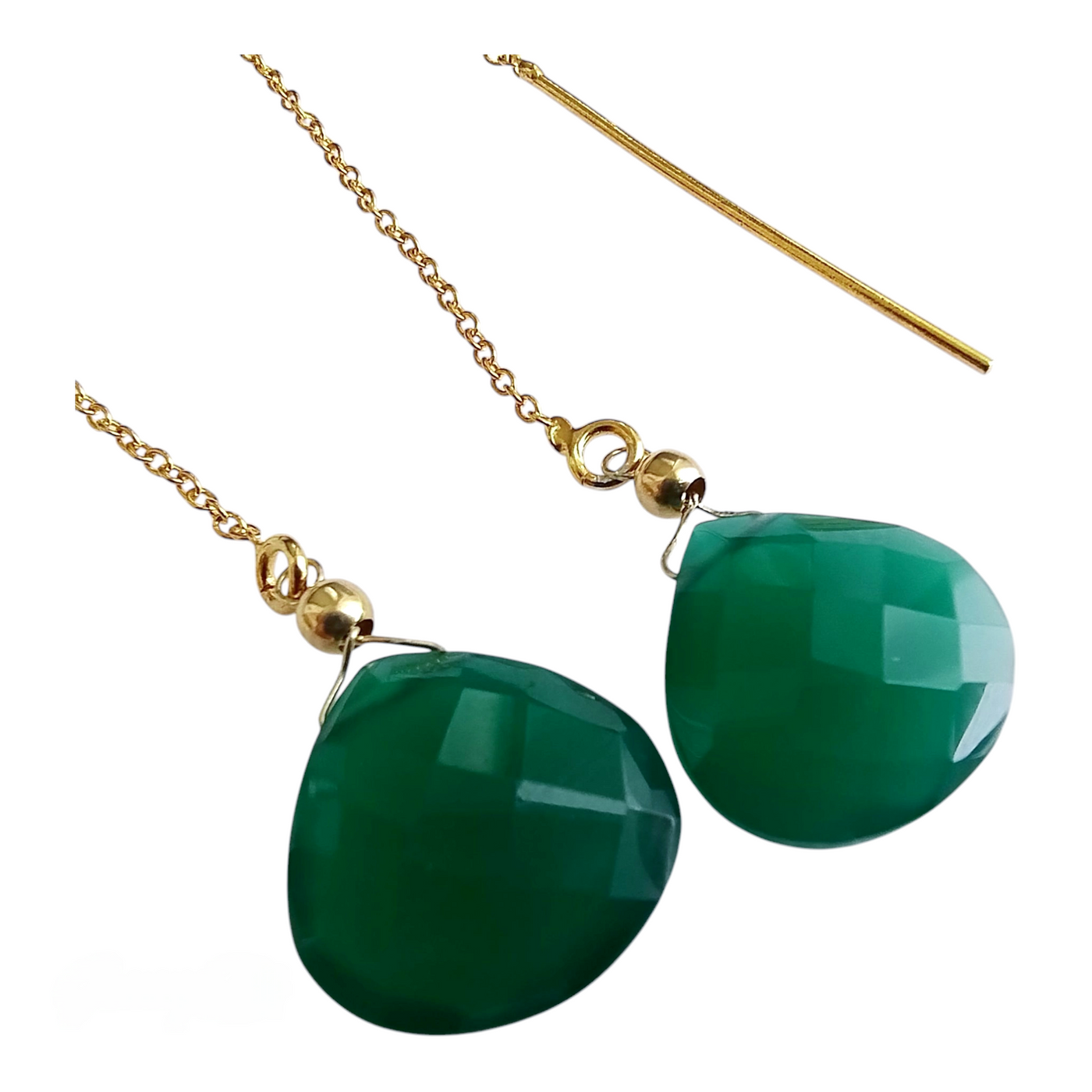 ORECCHINI CATENA CON ONICE  VERDE
