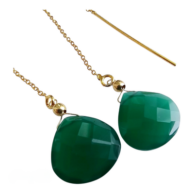 ORECCHINI CATENA CON ONICE  VERDE