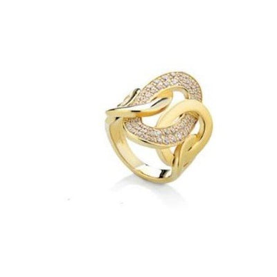 ANELLO INCROCIO OVALE CON ZIRCONI