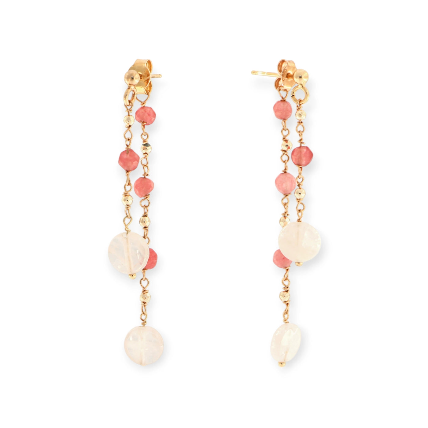 ORECCHINI AGATE E QUARZO ROSA