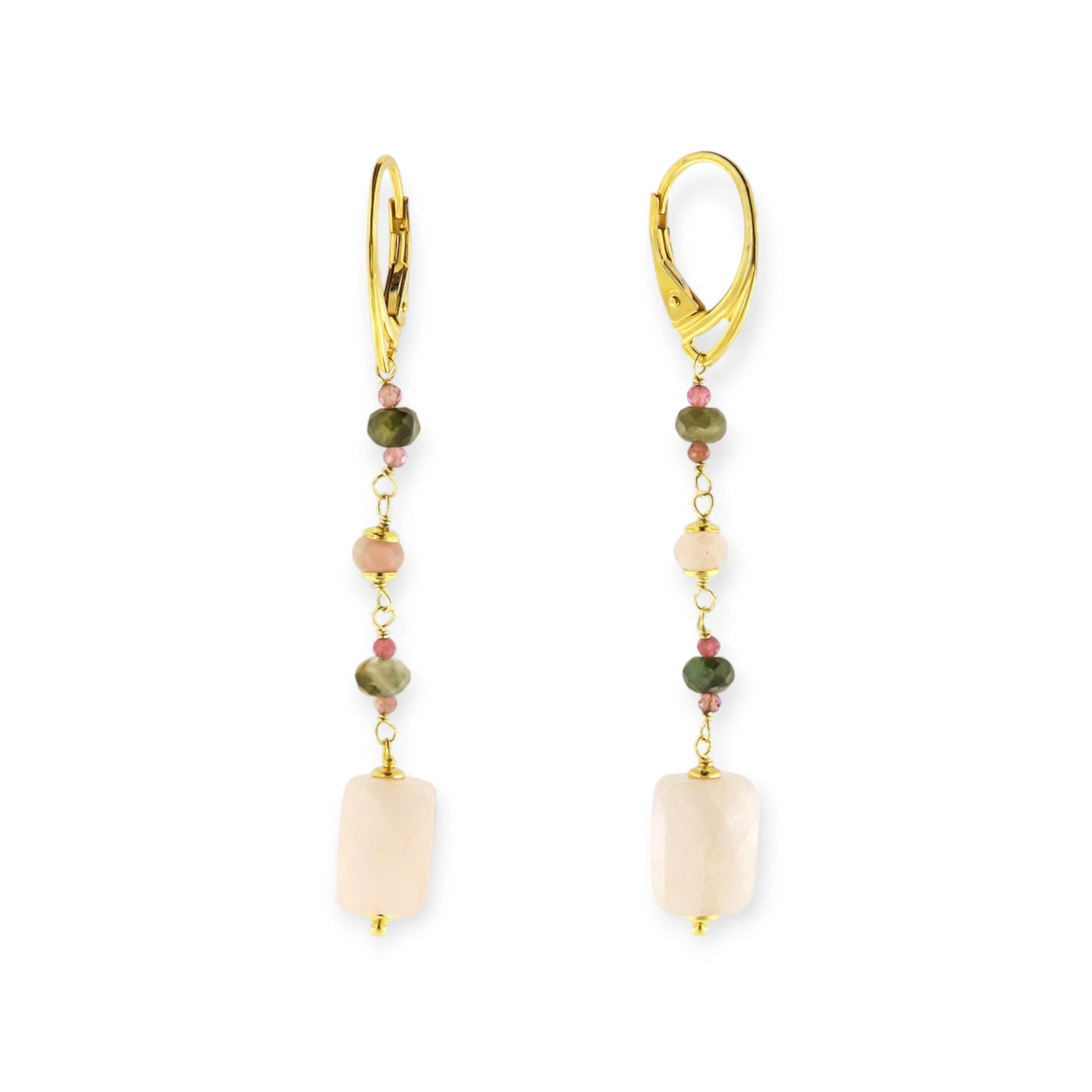 ORECCHINI LUNGHI CON TORMALINE E MORGANITE