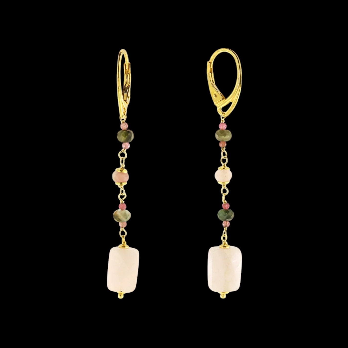 ORECCHINI LUNGHI CON TORMALINE E MORGANITE