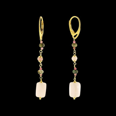 ORECCHINI LUNGHI CON TORMALINE E MORGANITE
