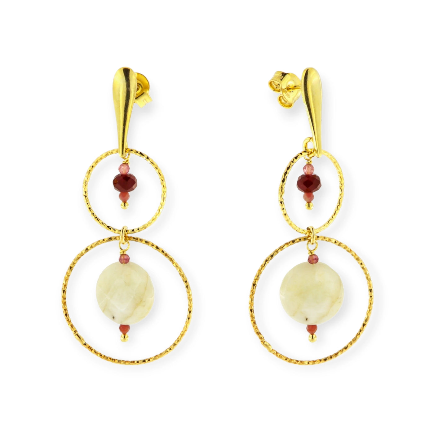 ORECCHINI PENDENTI CON TORMALINE E MORGANITE