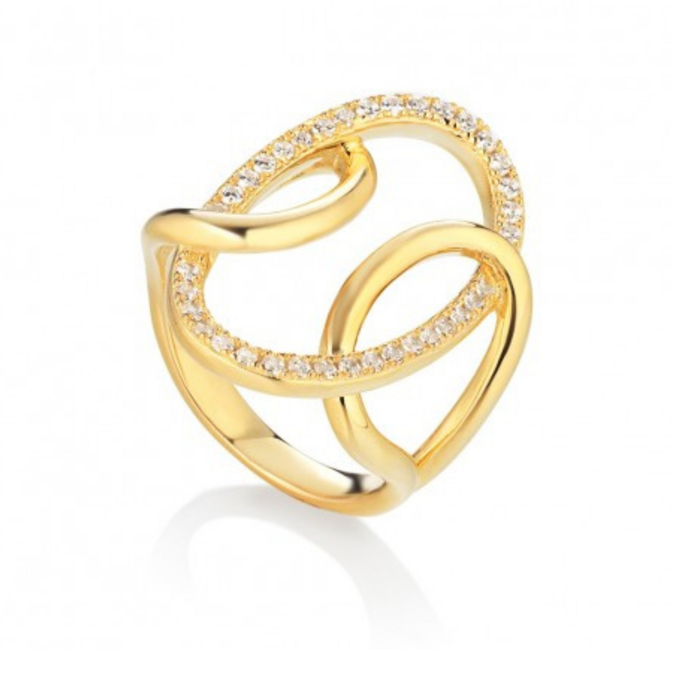 ANELLO INCROCIO OVALE  SOTTILE CON ZIRCONI