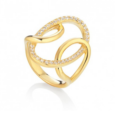 ANELLO INCROCIO OVALE  SOTTILE CON ZIRCONI