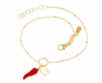 BRACCIALE CATENINA CON CORNETTO E FERRO DI CAVALLO