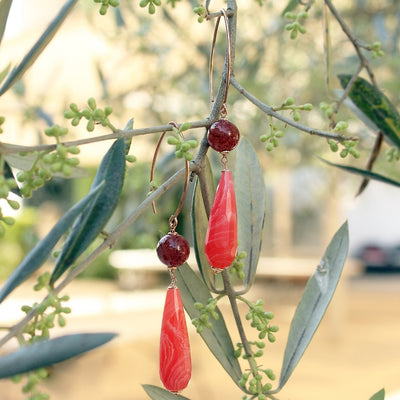 ORECCHINI CON QUARZI CHERRY E AGATE