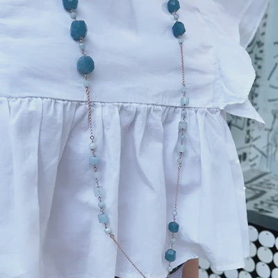 COLLANA CON ANGELITE E ACQUAMARINA