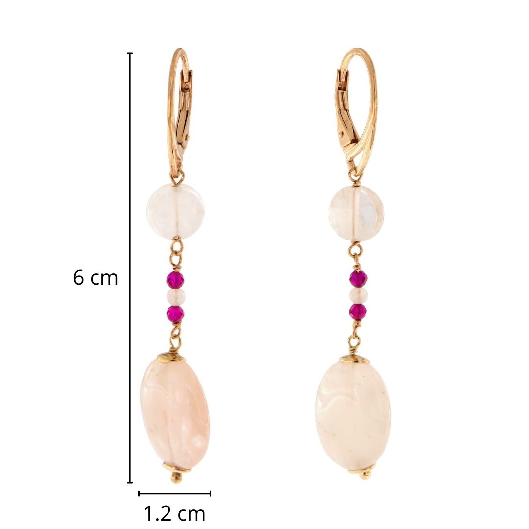 ORECCHINI QUARZO ROSA E ZIRCONI