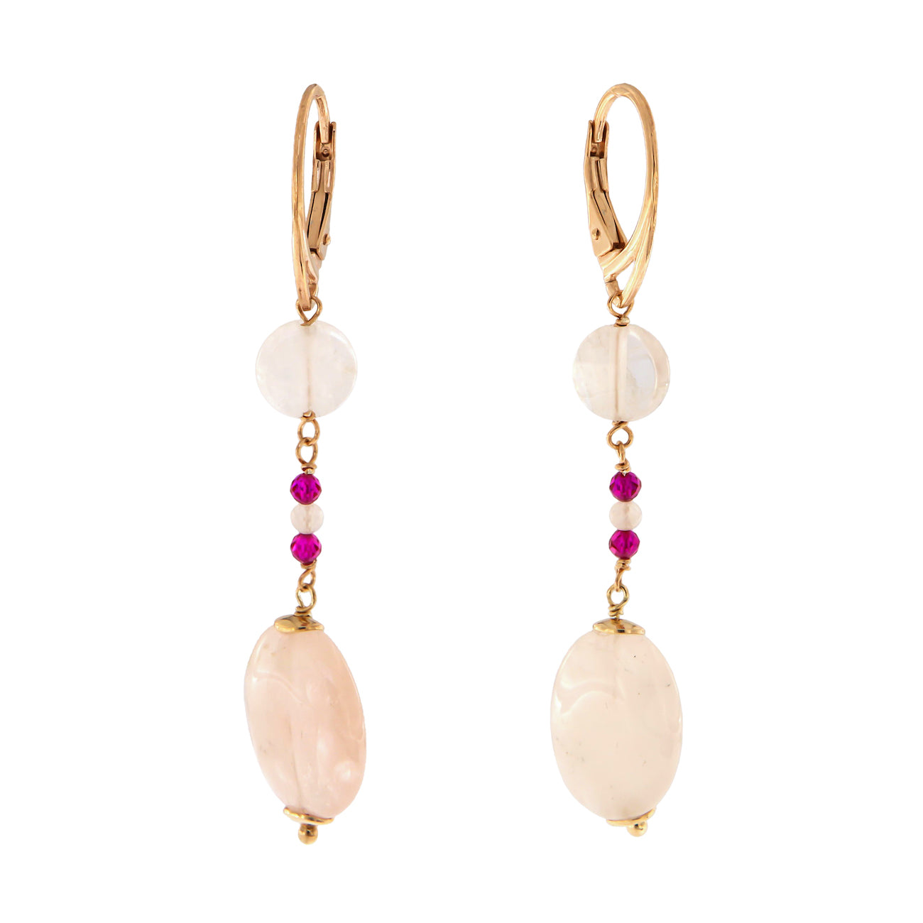 ORECCHINI QUARZO ROSA E ZIRCONI